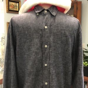 Blue cotton/linen man tailored long sleeve button down from H&M size M